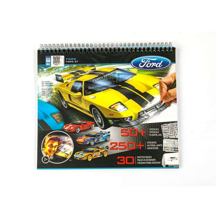 Sketch Book-Top Carnet à spirale Voiture de course jaune